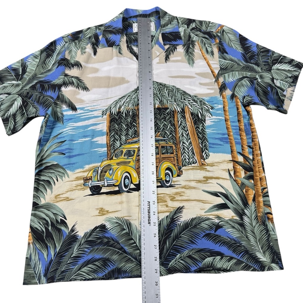 Kalaheo Hawaiian Beach Woody Car Camp Shirt Medium - Picture 8 of 8